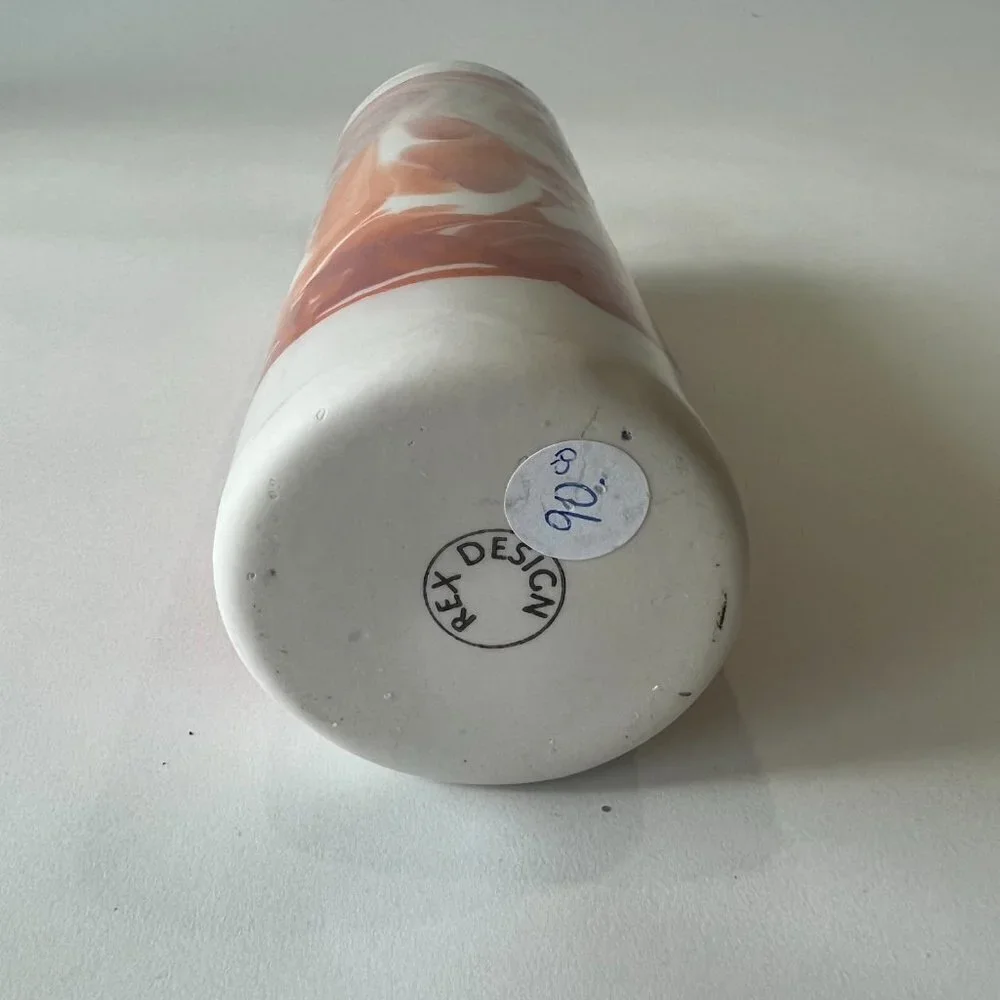 Rex Design Ceramic Handmade High Gloss Pink Coral Swirl Tall Flower Vase